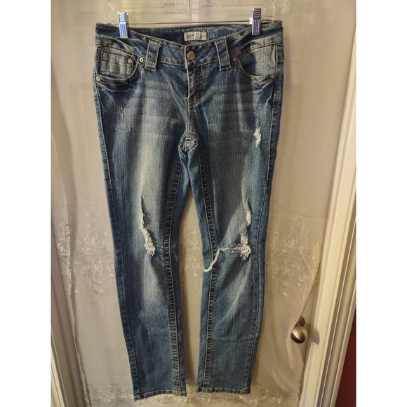 Paris Blues Jeans Size 9 Blue Distressed - Picture 2 of 10